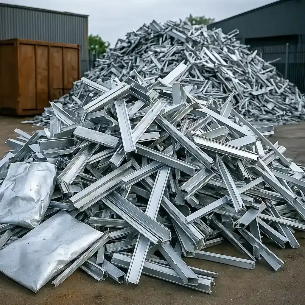 Aluminium metal scrap in scrap yard