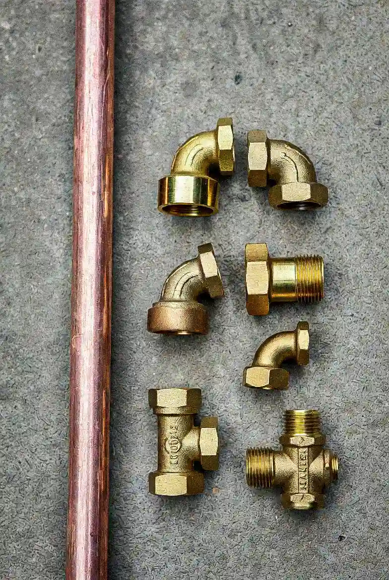 Copper pipe and brass fittings in a trade scrap sorting example